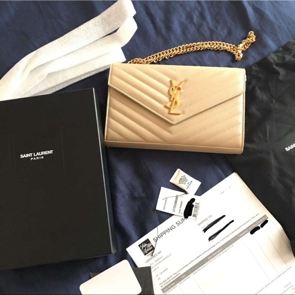 YSL wallet on chain Medium Nude poudre - Picture 7 of 7
